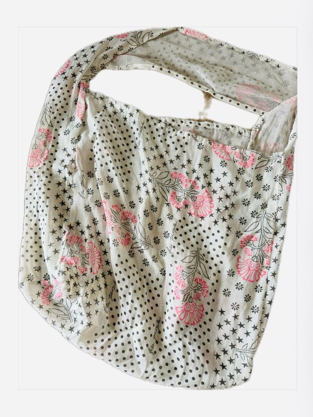 Free People Floral & Star Print Shoulder Bag with Pink Accents